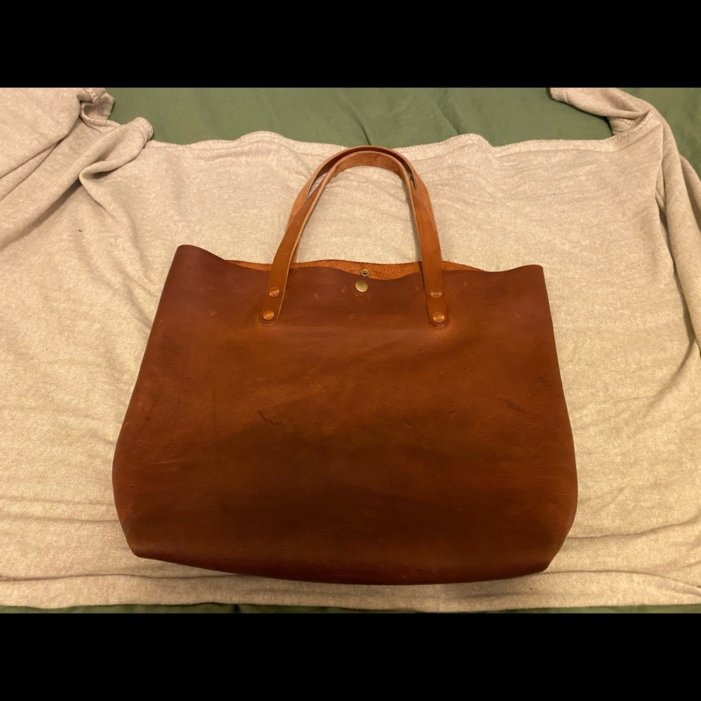 Kmm&co tan kodiac full grain leather tote